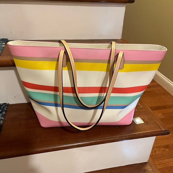 Kate Spade leather pastel stripe tote bag - Picture 6 of 10